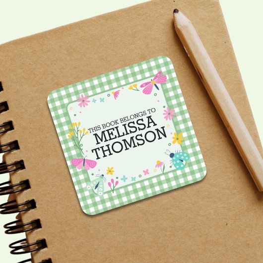 キュートパステルグリーンピンクフローラガールズネーム スクエアシール