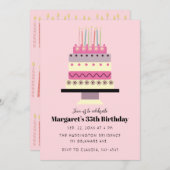 キュートパステルケーキレトロインスパイア誕生日 招待状 (正面/裏面)