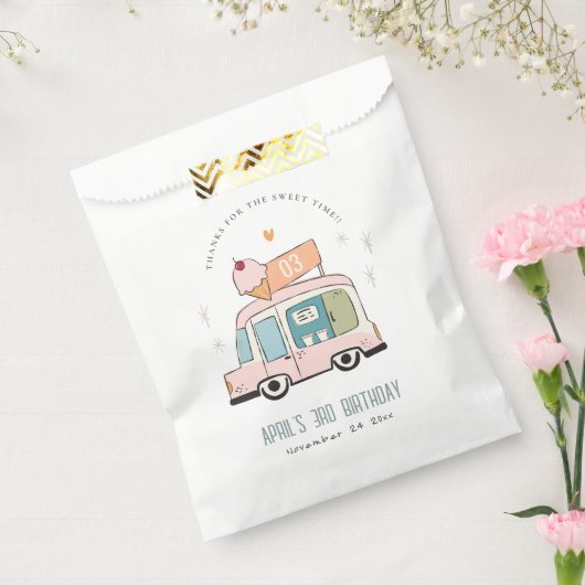 キュートパステルスイートタイムアイスクリームトラック誕生日 フェイバーバッグ (封をした状態)