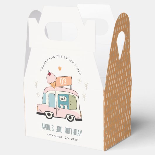 キュートパステルスイートタイムアイスクリームトラック誕生日 フェイバーボックス (オープン)