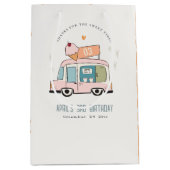 キュートパステルスイートタイムアイスクリームトラック誕生日 ミディアムペーパーバッグ (正面)