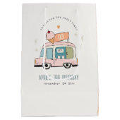 キュートパステルスイートタイムアイスクリームトラック誕生日 ミディアムペーパーバッグ (裏面)