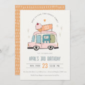 キュートパステルスイートタイムアイスクリームトラック誕生日 招待状 (正面/裏面)