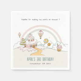 キュートパステルスイートタイムキャンディランド子供の誕生日 スタンダードカクテルナプキン