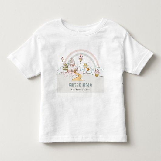 キュートパステルスイートタイムキャンディランド子供の誕生日 トドラーTシャツ (正面)