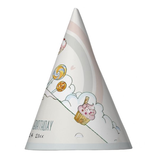 キュートパステルスイートタイムキャンディランド子供の誕生日 パーティーハット (右)