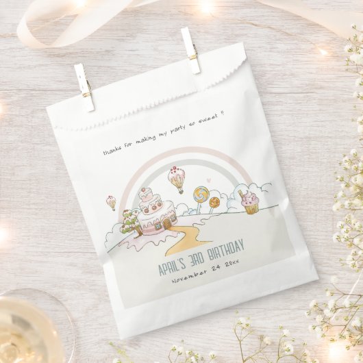 キュートパステルスイートタイムキャンディランド子供の誕生日 フェイバーバッグ (クリップ留めされた状態)