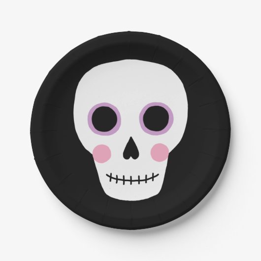 キュートパステルスカルハロウィーン誕生日紙プレート ペーパープレート (正面)