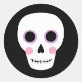 キュートパステルスカルハロウィーン誕生日 ラウンドシール (正面)