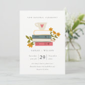 キュートパステルスタックブックスフローラ誓い更新招待状 サンキューカード (スタンド正面)