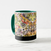 キュートパステルトーンフローラデザインドードルスタイル マグカップ (正面左)