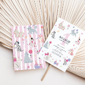 キュートパステルドッグガールズファースト誕生日 招待状