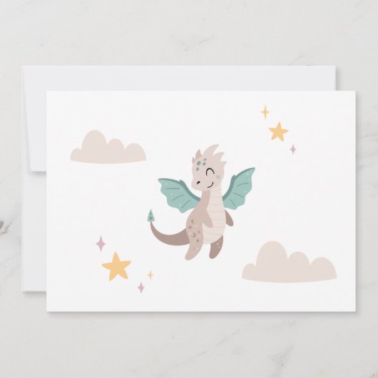 キュートパステルドラゴンズ子供の誕生日パーティー 招待状 (裏面)