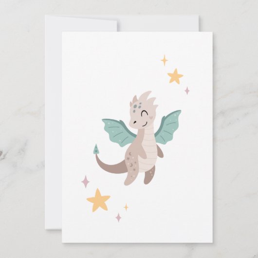 キュートパステルドラゴンズ子供の誕生日パーティー 招待状 (裏面)