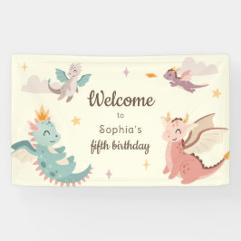 キュートパステルドラゴンズ子供の誕生日パーティー 横断幕