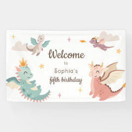 キュートパステルドラゴンズ子供の誕生日パーティー 横断幕