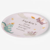 キュートパステルドラゴン子供の誕生日パーティー ペーパープレート (アングル)