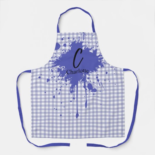 キュートパステルネイビーギンガム エプロン (正面)