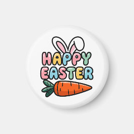 キュートパステルハッピーイースターバニーイヤーズとニンジン マグネット