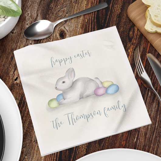 キュートパステルハッピーイースターバニークラシックシンプル スタンダードランチョンナプキン