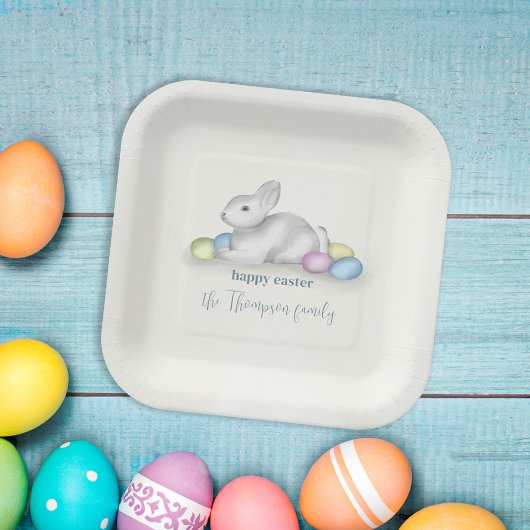 キュートパステルハッピーイースターバニーシンプルクラシック ペーパープレート