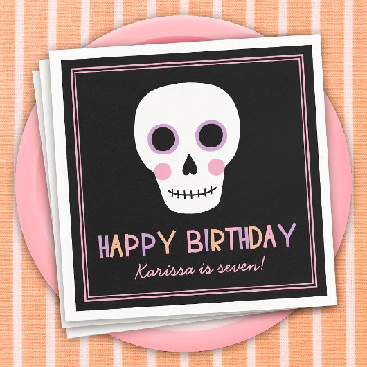 キュートパステルハロウィーンハッピーバースデーネームナプキンス スタンダードカクテルナプキン