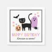 キュートパステルハロウィーンハッピーバースデー名 スタンダードカクテルナプキン (正面)