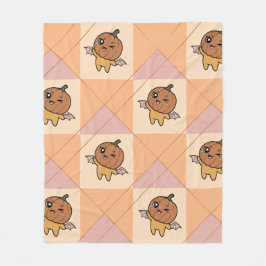 キュートパステルハロウィーンパンプキンこうもりパターン フリースブランケット