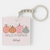 キュートパステルハローパンプキンパーソナライズされた キーホルダー (裏面)