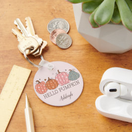 キュートパステルハローパンプキンパーソナライズされた キーホルダー