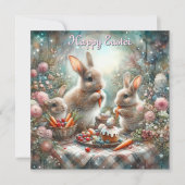 キュートパステルバニーイースターピクニッククリスチャン シーズンカード (正面)