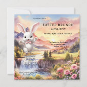 キュートパステルバニーエッグ狩りイースターブランチ 招待状 (正面)