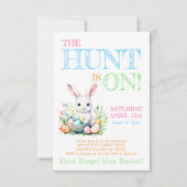 キュートパステルバニーラビットイースターエッグ狩り 招待状 (正面)