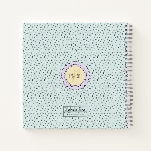 キュートパステルバニーラビットハッピーイースター名前をカスタムする ノートブック (裏面)