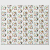 キュートパステルパピービーグル誕生日 ラッピングペーパー (フラット)