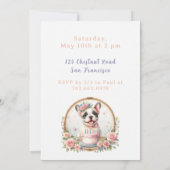 キュートパステルパピーブルドッグフランスの誕生日 招待状 (裏面)