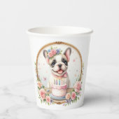 キュートパステルパピーブルドッグフランスの誕生日 紙コップ (裏面)