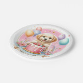 キュートパステルパピーラブラドール誕生日 ペーパープレート (アングル)