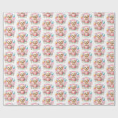 キュートパステルパピーラブラドール誕生日 ラッピングペーパー (フラット)