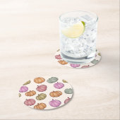 キュートパステルパンプキンパステルパターンパーティー ラウンドペーパーコースター (インサイチュ)