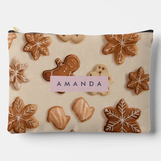 キュートパステルパーソナライズされたジンガーブレッドクッキー アクセサリーポーチ (正面)