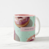 キュートパステルパーソナライズされたドーナツ&スプリンクル ツートーンマグカップ (正面右)