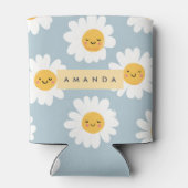 キュートパステルパーソナライズされた笑顔デイジー 缶クーラー (裏面)