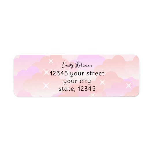 キュートパステルピンクエステティッククラウド差出人住所 ラベル (正面)