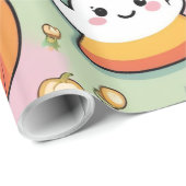 キュートパステルピンクハロウィーン幽霊&パンプキン ラッピングペーパー (ロールコーナー)