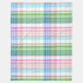 キュートパステルピンクブルーグリーンタータンチェック格子模様 フリースブランケット (正面)