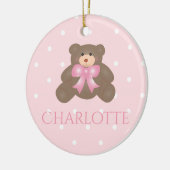 キュートパステルピンクベアークブベビー初めてのクリスマス セラミックオーナメント (左)