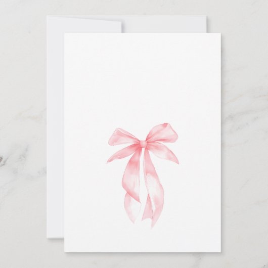 キュートパステルピンクボウコケットベビーガール誕生日 招待状 (裏面)