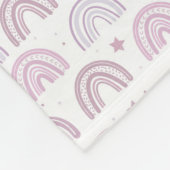 キュートパステルピンクレインボウハート&スターズパターン フリースブランケット (角)