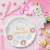 キュートパステルピンク&ブルードーナツベビー散布機 ペーパープレート (パーティー)